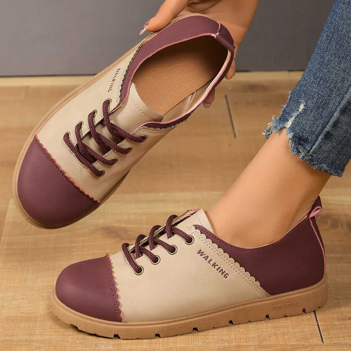 Color Block Lace Up Sneakers 