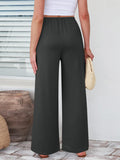 Elastic Waist Wide Leg Pants Pants