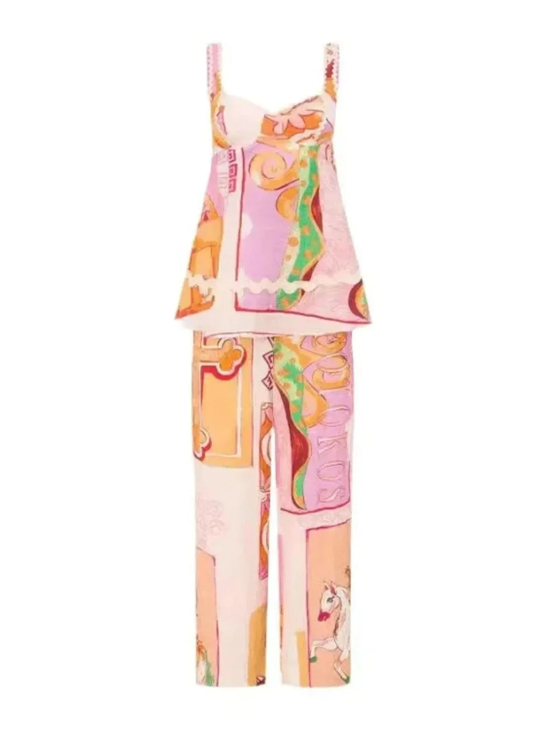 Tie Back Printed Cami and Pants Set Two Piece Dresses