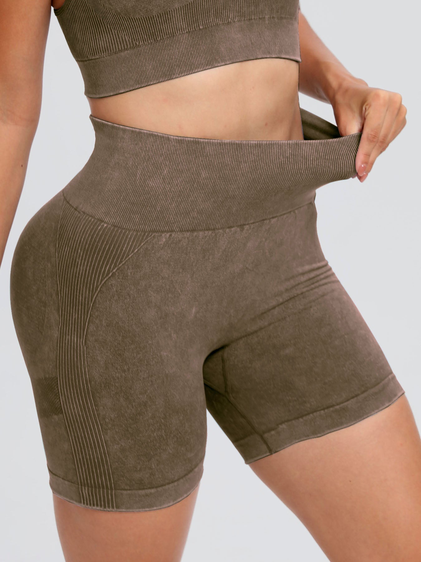 Washed High Waist Active Shorts 