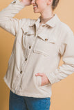 Love Tree Corduroy Button Up Jacket with Sherpa Inside 