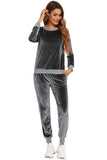 Round Neck Long Sleeve Loungewear Set with Pockets Lingerie & Nightwear
