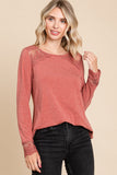 Super Lady Full Size Lace Detail Round Neck T-Shirt 