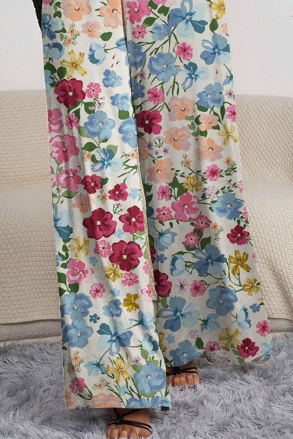 FAM-FAM Decorative Button Spaghetti Strap Wide Leg Jumpsuit 