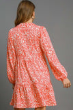 Umgee Full Size Two Tone Print Balloon Sleeve Tiered Dress Plus Size Dresses
