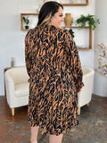 Double Take Full Size Printed Ruffle Hem Long Sleeve Dress Dresses