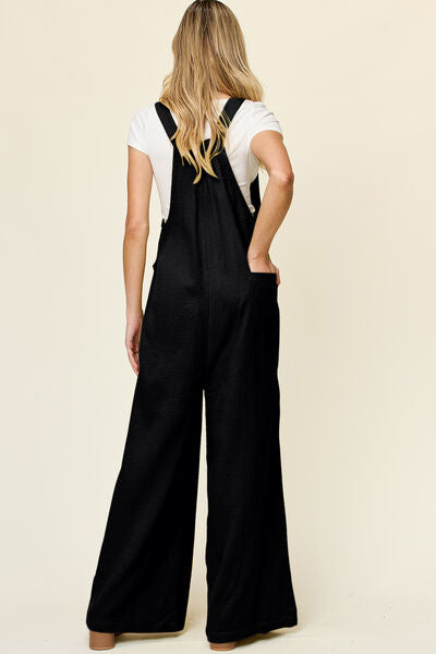 Double Take Full Size Texture Wide Strap Wide Leg Overall 