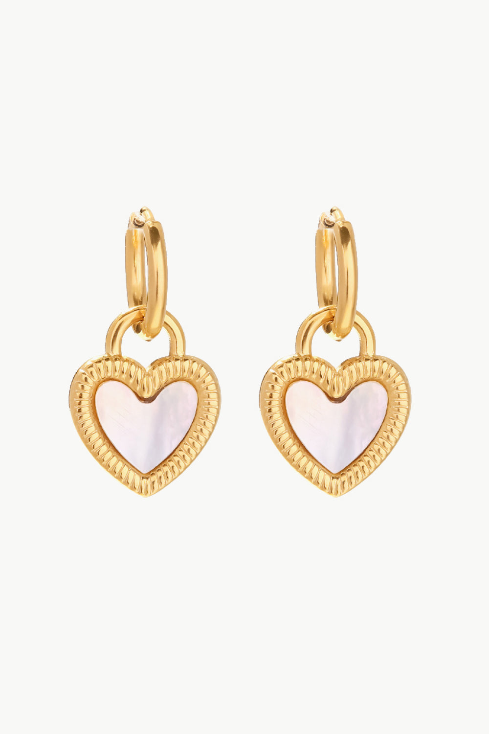 Inlaid Shell Heart Drop Earrings 