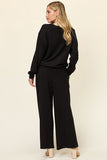 Double Take Full Size Texture Long Sleeve Top and Pants Set 