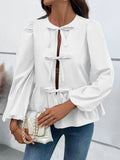 Ivy Lane Peplum Tied Long Sleeve Blouse 