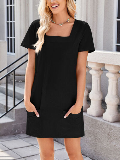 Lovelet Square Neck Short Sleeve Mini Tee Dress Dresses