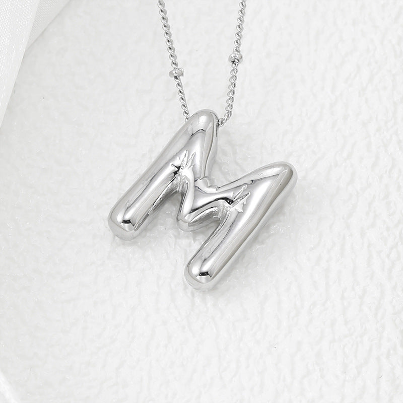 Copper Bubble Letter Pendant Necklace 