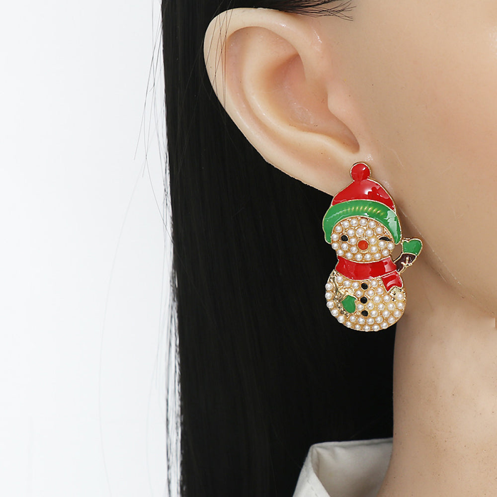 Snowman Rhinestone Alloy Earrings 
