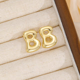 18K Gold-Plated Bubble Letter Stud Earrings 