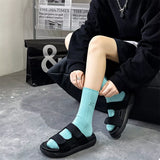 Breathable Ribbed Knit Crew Socks Lingerie & Nightwear