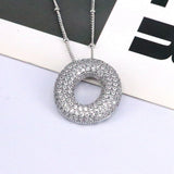 Copper Inlaid Zircon Letter Pendant Necklace 