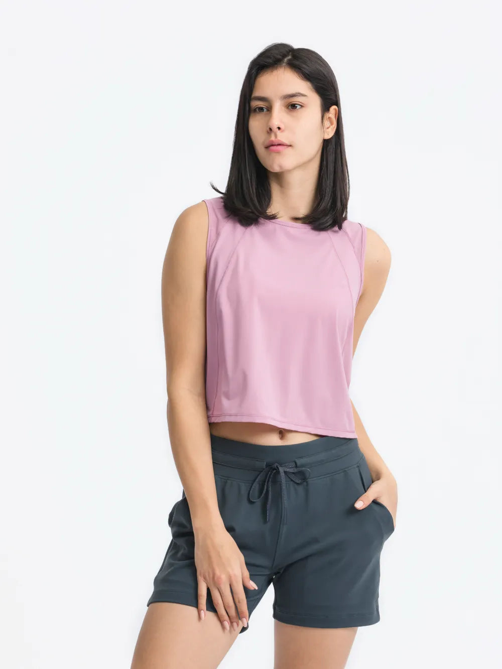 Millennia Round Neck Cropped Active Tank 