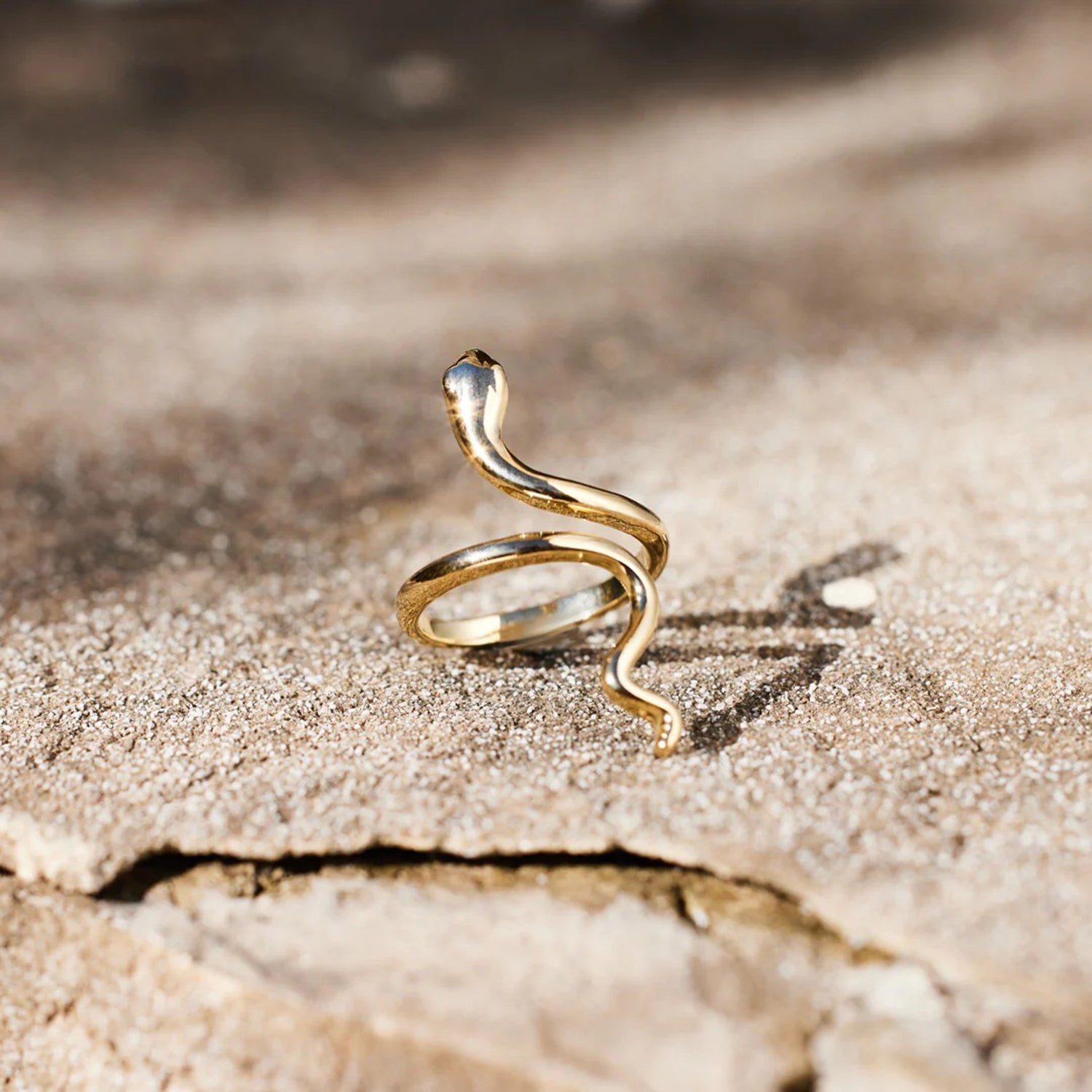 Snake Shape 18K Gold-Plated Bypass Ring 