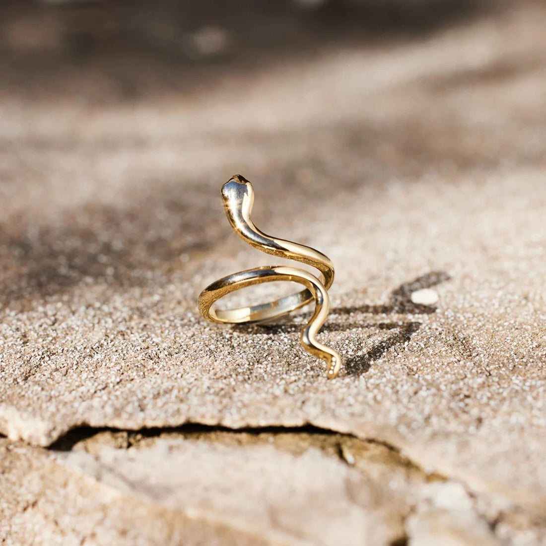 Snake Shape 18K Gold-Plated Bypass Ring 