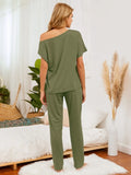 Boat Neck Top and Pants Lounge Set Lingerie & Nightwear