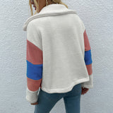 Shiny Color Block Button Down Collared Jacket 
