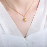 Titanium Steel Sun Shape Pendant Necklace 