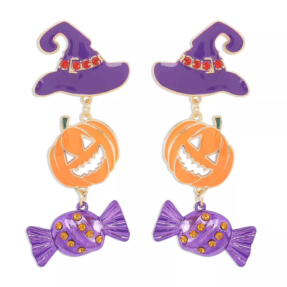Halloween 18K Gold-Plated Alloy Pumpkin Earrings 