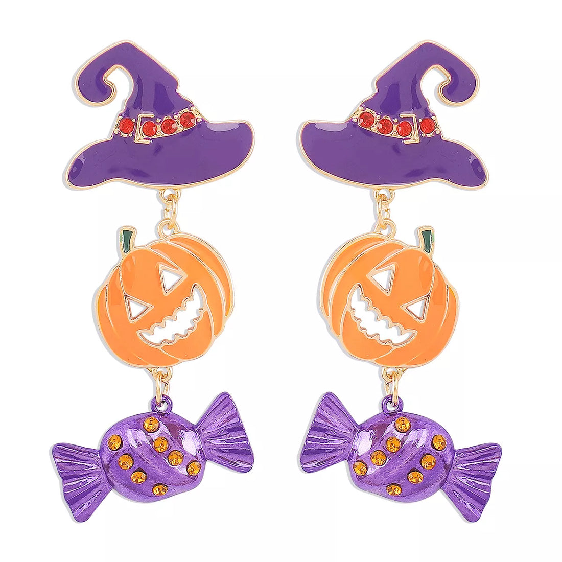 Halloween 18K Gold-Plated Alloy Pumpkin Earrings 