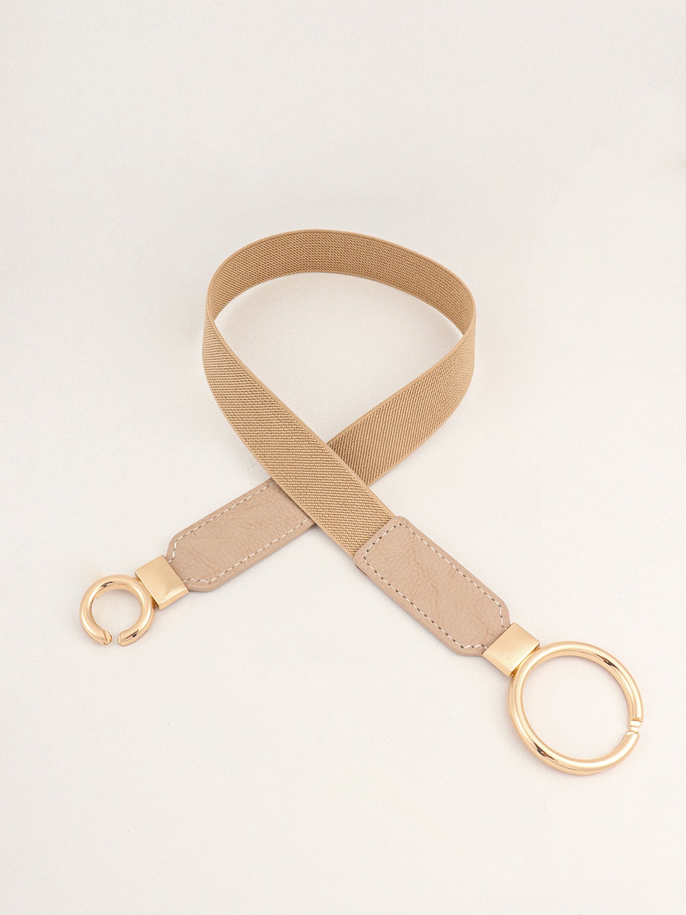 Double Ring Buckle Elastic PU Belt 