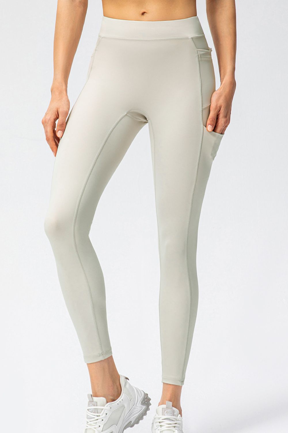 Full Size Slim Fit High Waist Long Sports Pants with Pockets 