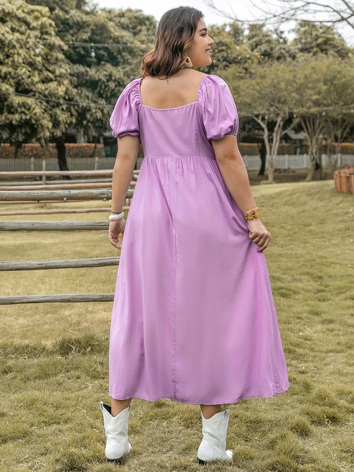 Plus Size Tie Neck Short Sleeve Dress 