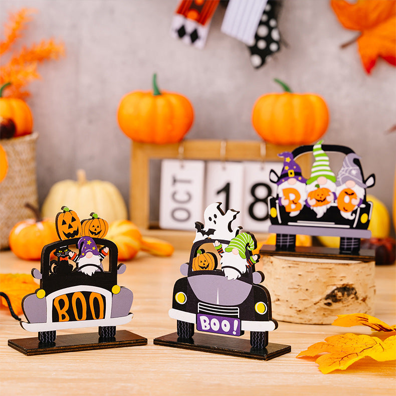 3-Piece Halloween Element Car-Shape Ornaments 