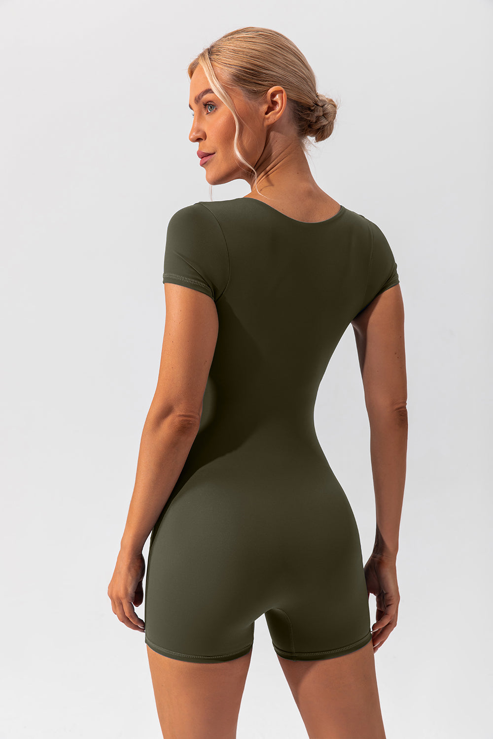 Square Neck Cap Sleeve Active Romper 