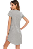 Graphic Round Neck Short Sleeve Lounge Dress 
