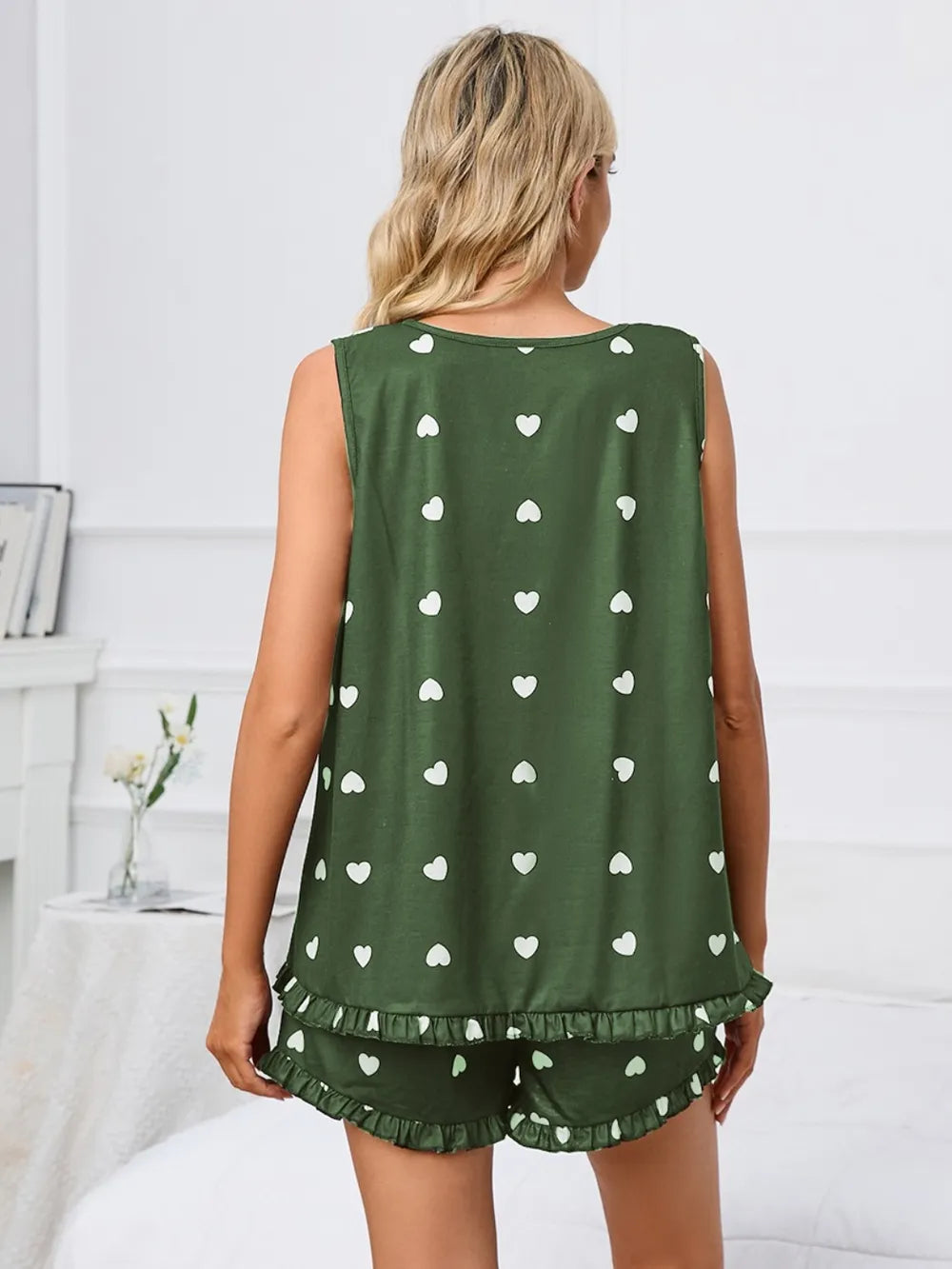 Heart Scoop Neck Tank and Shorts Lounge Set Lingerie & Nightwear