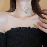 3D Rose Alloy Buckle Necklace 