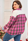 Plus Size Plaid Collared Neck Long Sleeve Shirt 