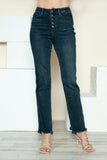 Judy Blue Full Size Button Fly Hem Destroy Straight Jeans 