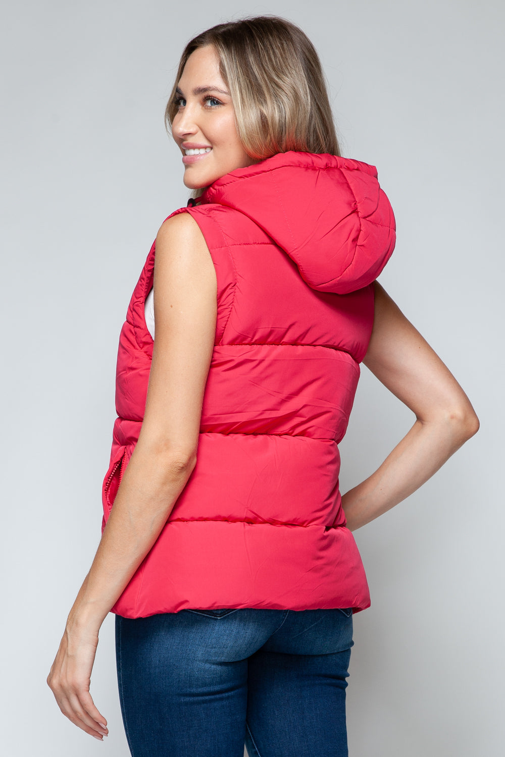 Snobbish Snap and Zip Closure Hooded Vest 