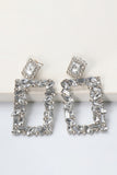 Square Shape Glass Stone Dangle Earrings 