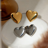 Stainless Steel Heart Stud Earrings 
