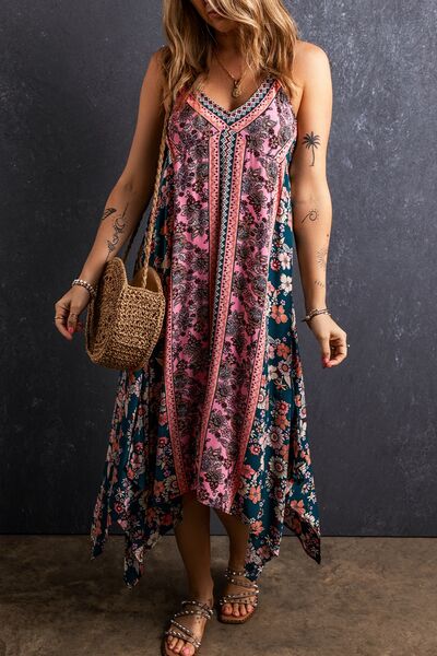 Printed V-Neck Midi Cami Dress Dresses