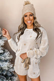 Round Neck Dropped Shoulder Star Print Top and Shorts Lounge Set Lingerie & Nightwear