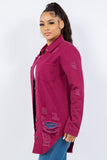 American Bazi Distressed Button Up Long Sleeve Denim Jacket 