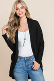 BOMBOM Open Front Waffle Knit Cocoon Cardigan 