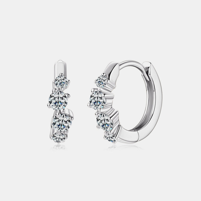 925 Sterling Silver Moissanite Huggie Earrings 