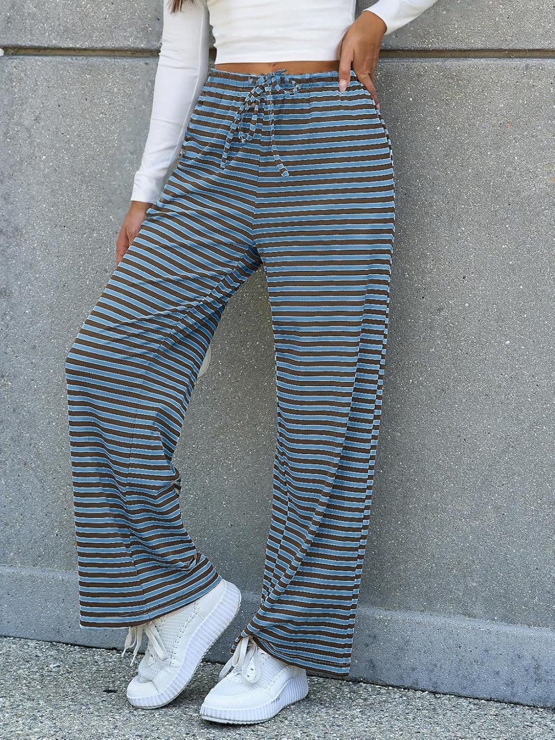 Lovelet Striped Wide Leg Pants Pants