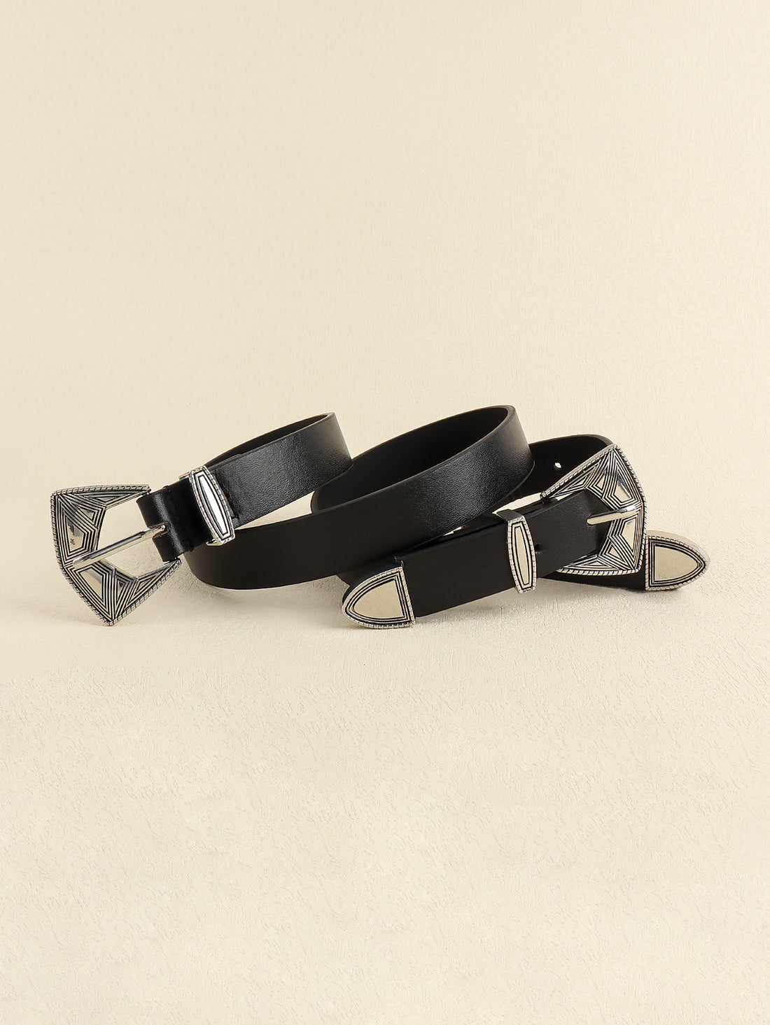 Double Buckle PU Leather Belt 
