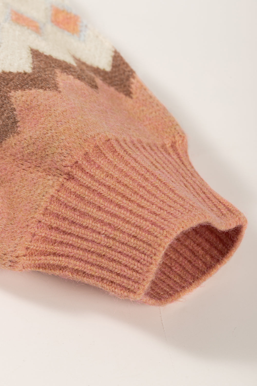 Geometric Mock Neck Long Sleeve Sweater 