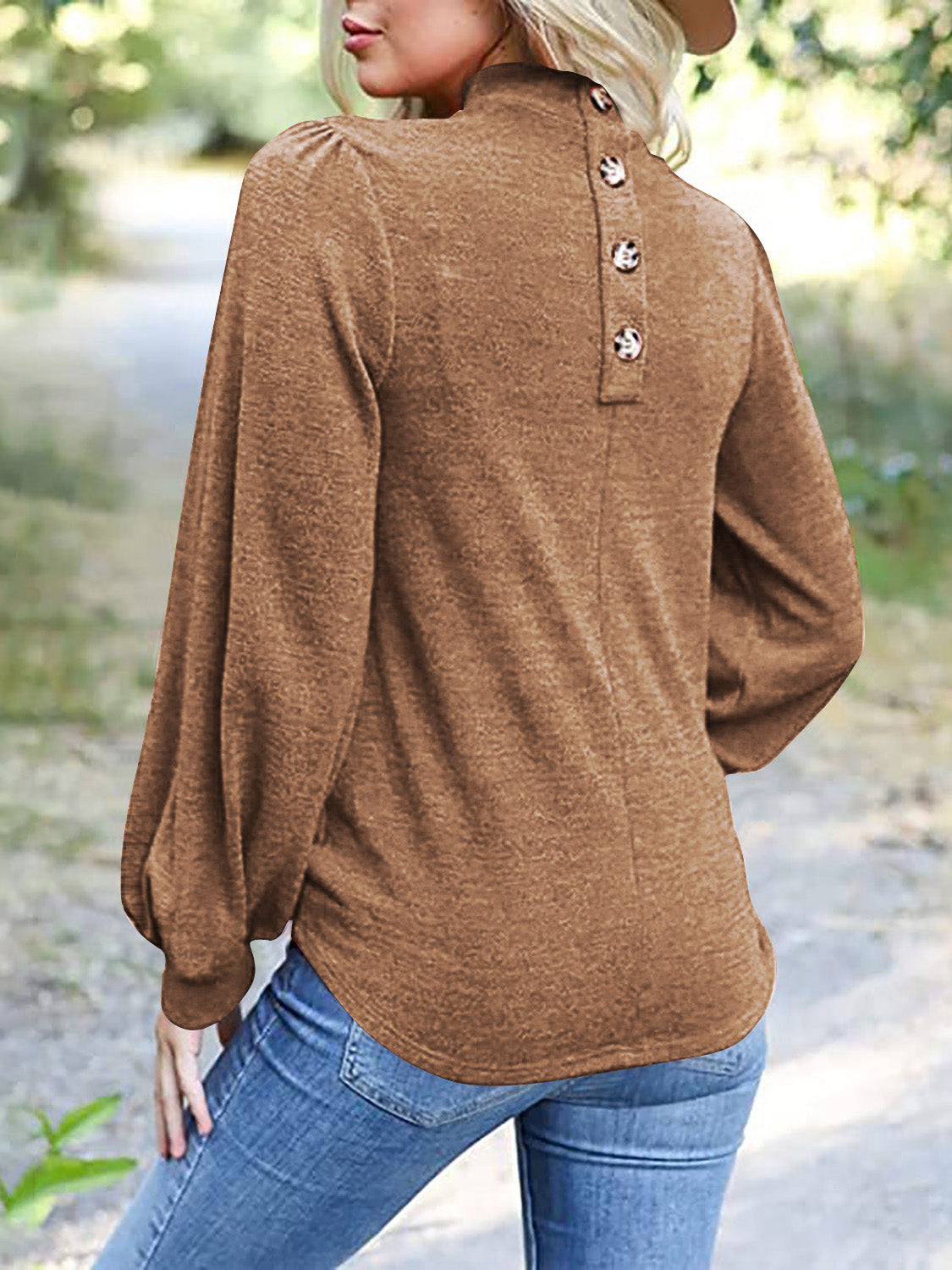 Full Size Mock Neck Long Sleeve T-Shirt 